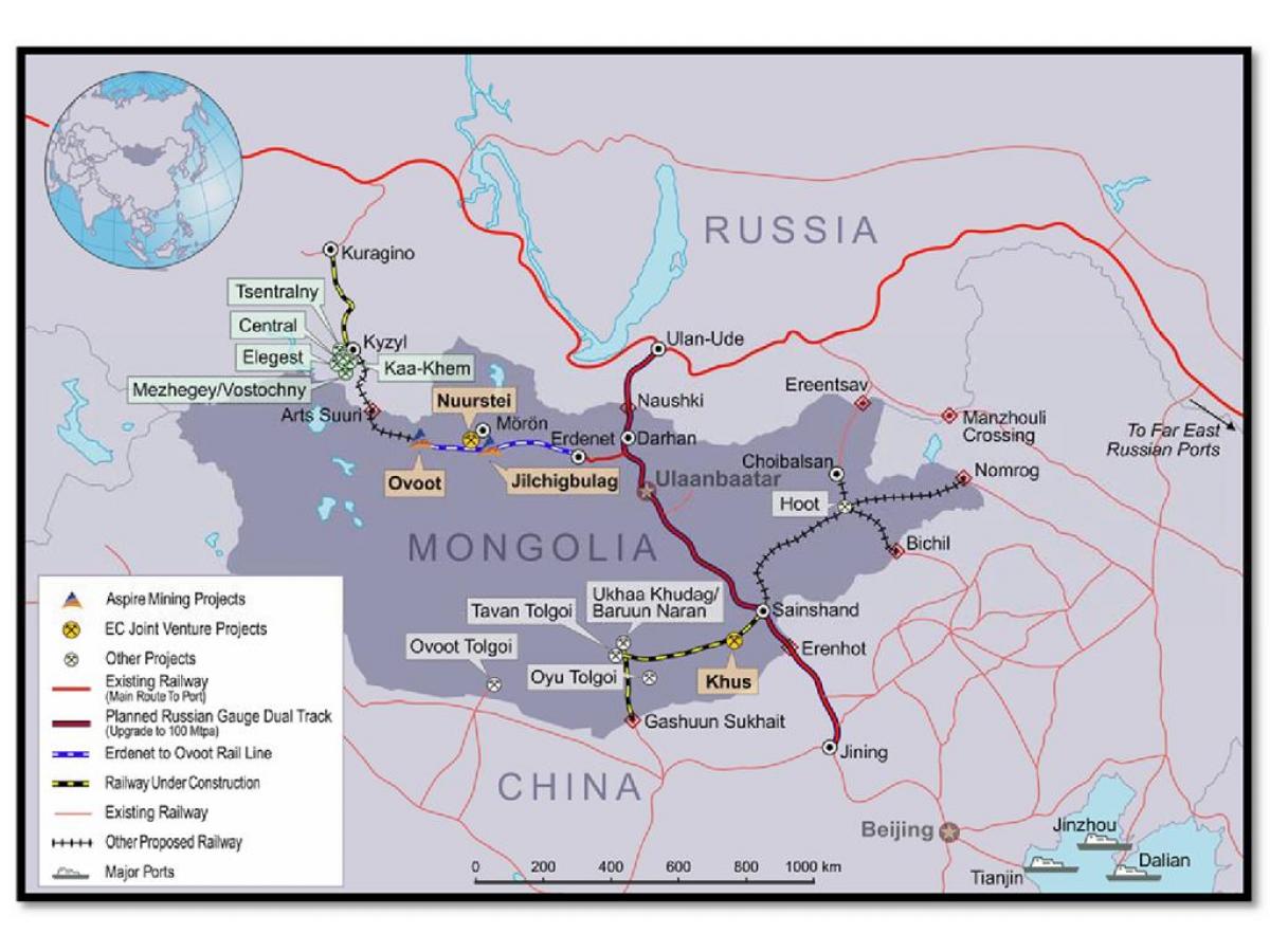 Mongolijas dzelzceļa kartes