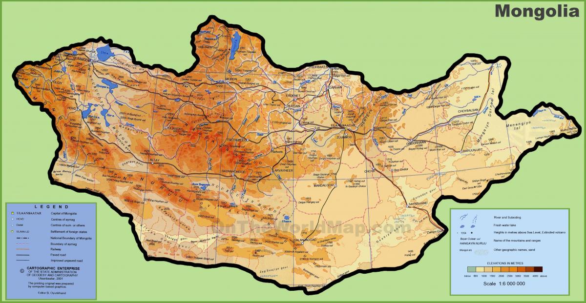 Mongolija atrašanās vieta kartē
