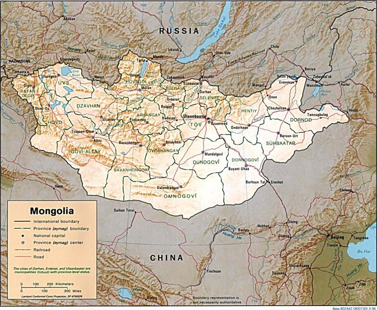 Mongolija ģeogrāfiskās kartes