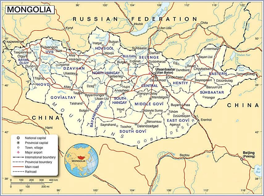 Mongolija tūrisma karte
