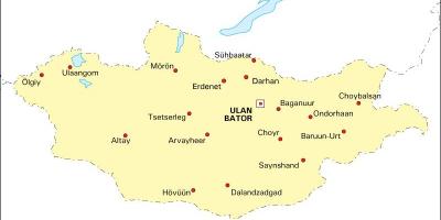 Mongolija kartē ar pilsētām